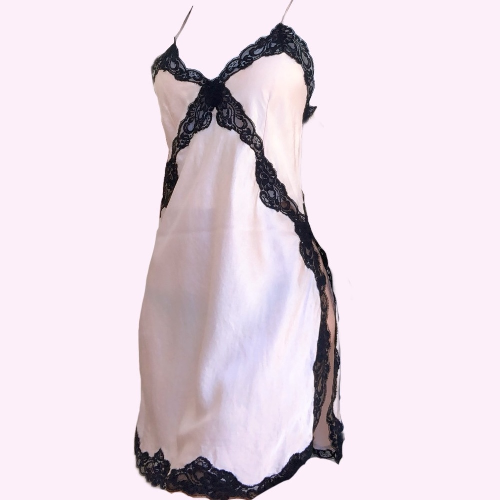 Mary Green 100% silk vintage baby pink slip dress L chemise